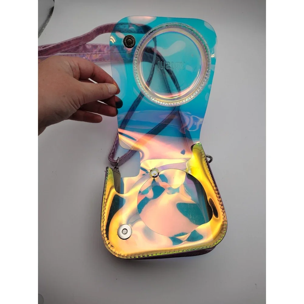 Fujifilm Instax Mini 11 Case Holographic Iridescent Pink Crossbody Camera Bag